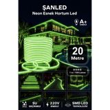 ŞANLED NEON Esnek Hortum Şerit Led BEYAZ,GÜN IŞIĞI,KIRMIZI, YEŞİL,MAVİ,AMBER rengi + 220V Fiş/1,2,3,4,5,10,15,20,25,50,100 Metre (YEŞİL IŞIK, 20m)