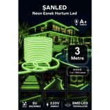 ŞANLED NEON Esnek Hortum Şerit Led BEYAZ,GÜN IŞIĞI,KIRMIZI, YEŞİL,MAVİ,AMBER rengi + 220V Fiş/1,2,3,4,5,10,15,20,25,50,100 Metre (YEŞİL IŞIK, 3m)