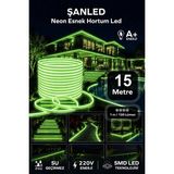 ŞANLED Neon Esnek Hortum Şerit LED Yeşil Rengi + 220V Fiş 2,3,4,5,10,15,20,25,50,100 Metre - 15 m