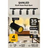 ŞANLED Siyah Kasa Gün Işığı 35W Raylı Spot / 4 Adet + 1 Metre Ray