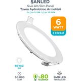 ŞANLED Tasarruflu LED Panel Tavan Aydınlatma Armatürü 6W - 1 Adet - Beyaz