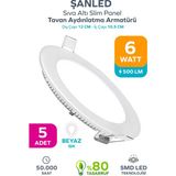 ŞANLED Tasarruflu LED Panel Tavan Aydınlatma Armatürü 6W - 5 Adet - Beyaz
