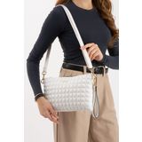 Sanmorris Kadın Suni Deri Beyaz Renkli Ayarlanabilir Çapraz Ve El Askılı Portföy, Clutch Çanta