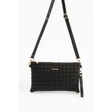 Sanmorris Kadın Suni Deri Siyah Mozaik Desen Ayarlanabilir Çapraz Ve El Askılı Portföy, Clutch Çanta