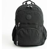 Sanmorris Unisex Suya Dayanıklı Krinkıl Kumaş Çok Gözlü Siyah Renkli Laptop Okul Ve Sırt Çantası