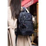 Sanmorris Unisex Suya Dayanıklı Kumaş Siyah Desenli Laptop Bölmeli 3 Gözlü Okul Seyahat Sırt Çantası