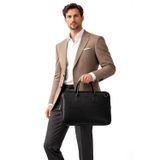 Sanmorris VIATOX VT 1446 Unisex 15.6 inç Uyumlu Suni Deri Darbe Korumalı Laptop ve Evrak Çantası SİYAH