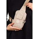 Sannora Bags Keten Telefon Bölmeli Bel ve Çapraz Omuz Çanta Göğüs Seyahet Günlük Bodybag - Bej
