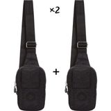 Sannora Bags Unisex Keten Kumaş Telefon Bölmeli Bel ve Çapraz Omuz Çanta Göğüs Seyahet Günlük Bodybag - Siyah-002