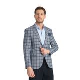 Sanofi Erkek Lacivert Ekose Slim Fit Mono Yaka Spor Blazer Ceket Lacivert 60