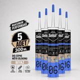 Sanplaza Selsil Beyaz Nötr Dış Cephe Silikonu 300 ml Uv Dayanımlı Cam Pvc Beton Derz Dolgu Mastiği - 5 Adet