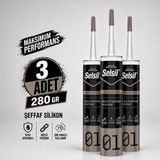 Sanplaza Selsil Şeffaf Genel Amaçlı Silikon 280 gr Cam PVC Seramik Banyo Mutfak Sızdırmazlık 3 Adet