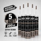 Sanplaza Selsil Şeffaf Genel Amaçlı Silikon 280 gr Cam PVC Seramik Banyo Mutfak Sızdırmazlık 5 Adet