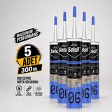 Sanplaza Selsil Şeffaf Nötr Dış Cephe Silikonu 300 ml Uv Dayanımlı Cam Pvc Beton Derz Dolgu Mastiği - 5 Adet