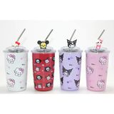 Sanrio Hello Kitty Ve Kuromi Figürlü Isı Muhafazalı Metal Pipetli Çelik Kupa