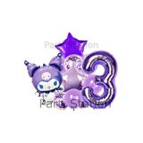 Sanrio Kuromi 3 Yaş Mor Balon Set Anime Hello Kitty Kuromi Konsept Doğum Günü Balon Set