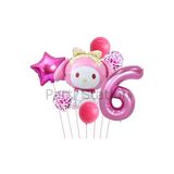 Sanrio Kuromi Melody 6 Yaş Balon Set Anime Hello Kitty Kuromi Melody Konsept Doğum Günü Balon