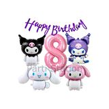 Sanrio Kuromi Melody Cinnamon 8 Yaş Pembe Balon Set Anime Kuromi Melody Konsept Doğum Günü Balon Set