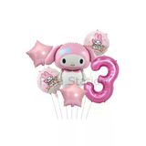 Sanrio Kuromi Mymelody 3 Yaş Balon Set Anime Hello Kitty Kuromi Melody Konsept Doğum Günü Balon