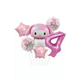 Sanrio Kuromi Mymelody 4 Yaş Balon Set Anime Hello Kitty Kuromi Melody Konsept Doğum Günü Balon