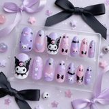 Sanrio Lisanslı Kuromi Jel Yapışkanlı Takma Tırnak Seti Mor – Havalı Dikkat Çekici Tasarım