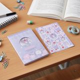 Sanrio Lisanslı Kuromi Renkli Yaz Serisi Sert Kapak Kareli Sallantılı Not Defteri ve Sticker Seti – 80 Sayfa 17.4 Cm