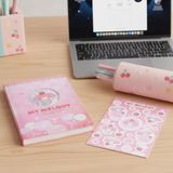Sanrio Lisanslı My Melody Renkli Yaz Serisi Sert Kapak Kareli Sallantılı Not Defteri ve Sticker Seti – 80 Sayfa 17.4 Cm