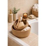 SANRUGS Home & Living 3 Parça Elit ve Şık Tarzda, Dayanıklı, Yıkanabilir, Jüt Hasır İp Örme, Çok Amaçlı Sepet Seti
