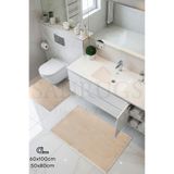 SANRUGS Home & Living 50x80cm ve 40x60cm 2'li Banyo Paspas Seti Peluş Tüylü Kaymaz Taban Yıkanabilir