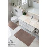SANRUGS Home & Living 60x100cm ve 50x80cm 2'li Banyo Paspas Seti Peluş Tüylü Kaymaz Taban Yıkanabilir
