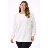 Şans Kadın Büyük Beden Beyaz, Dantel Detaylı Sweatshirt 65N39280