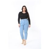 Şans Kadın Büyük Beden Mavi Yüksek Bel 5 Cepli Bilek Boy Mom Kot Pantolon 65N38904