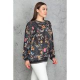 Şans Kadın Siyah Sim Ribana Detaylı Şifon Bluz 65N30255 - 42