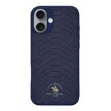 Santa Barbara Polo Racquet Club iPhone 17 Kılıf Pu Deri Timsah Tasarım Business Knight Kapak Lacivert