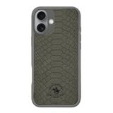 Santa Barbara Polo Racquet Club iPhone 17 Kılıf Pu Deri Timsah Tasarım Business Knight Kapak Titan Gri
