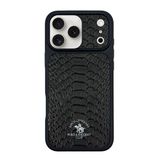 Santa Barbara Polo Racquet Club iPhone 17 Pro Max Kılıf Pu Deri Timsah Tasarım Business Knight Kapak Siyah