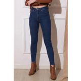 SANTA BELLA Letonya Koyu Mavi Süper Skinny Yüksek Bel Jeans Kadın Toparlayıcı Kot Pantolon