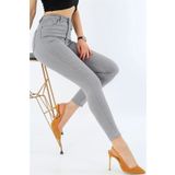 SANTA BELLA Lina Gri Skinny Jean Kadın Dar Paça Power Likra Toplarlayıcı Kot Pantolon