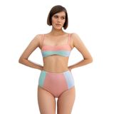 Santa Bikini Yüksek Bel Simli Kumaş