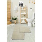 Santa Clara 80X120 + 80X50 Bej Banyo Paspas Takımı Peluş Kaymaz Taban Yıkanabilir - Vizon - 2 li takım