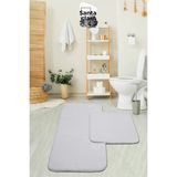 Santa Clara 80X120 + 80X50 Beyaz Banyo Paspas Takımı Peluş Kaymaz Taban Yıkanabilir - 2 li takım