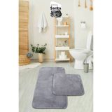 Santa Clara 80X120 + 80X50 Gri Banyo Paspas Takımı Peluş Kaymaz Taban Yıkanabilir - 2 li takım