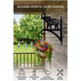 Santa Clara Dekoratif Fil Figürlü Metal Çiçeklik Saksı Standı Saksılık, Lüks Bahçe Mobilyası, Balkon Veranda Bahçe Duvar İçin Askılık