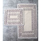 Santa Clara Pamuklu Banyo Paspas Seti 2'li Doğal Organik Yıkanabilir Krem ve Bej 100X60+60X50 Paspası - 2 li takım