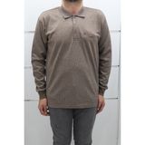 Santa Fistan Store Erkek Çizgili Klasik Kesim Rahat Kalıp Polo Yaka Tek Cepli Kışlık Kazak - Açık Kahve - 2XL