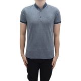 Santa Fistan Store Erkek Çizgili Spor Kesim Dar Kalıp Cepsiz Polo Yaka T-Shirt - Lacivert