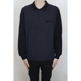 Santa Fistan Store Erkek Desenli Klasik Kesim Rahat Kalıp Polo Yaka Tek Cepli Kışlık Kazak - Siyah - 2XL