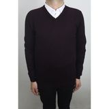Santa Fistan Store Erkek Düz Klasik Kesim Rahat Kalıp V-Yaka Kışlık Kazak - Bordo - XL