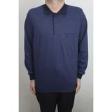 Santa Fistan Store Erkek Ince Çizgili Klasik Rahat Kalıp Polo Yaka Tek Cepli Kışlık Selanik Kazak - Lacivert - XL