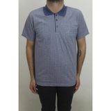 Santa Fistan Store Erkek Indigo Desenli Klasik Kesim Rahat Kalıp Tek Cepli Polo Yaka Tişört - 2XL - İndigo